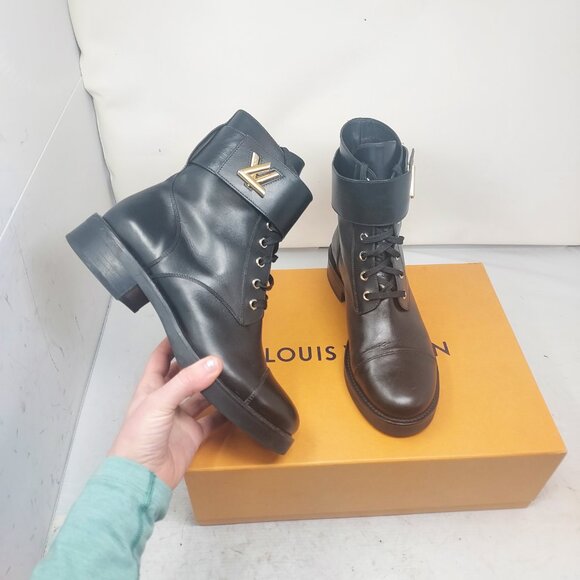 Louis Vuitton Black Leather Wonderland Ranger Combat Boot - Picture 1 of 15